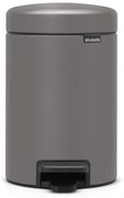 Cos de gunoi cu pedala Brabantia NewIcon 1001096, 3 L, Inchidere lina, Baza antiderapanta, Finisaj mineral, Gri