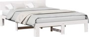 vidaXL Cadru de pat cu headboard Alb 160 x 200 cm Lemn de pin masiv