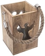 Suport suspendat pentru lumânări InDecor din lemn de mango Angel, 13,5 x 13,5 x 20 cm
