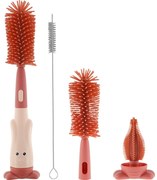 Perie 3 in 1 pentru curatarea biberoanelor, tetinelor si paielor Kidizi SmartBrush rosu, fara BPA