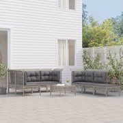 vidaXL Set mobilier de grădină cu perne, 10 piese, gri, poliratan
