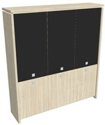 Dulap înalt Verno 188 x 46 x 210 cm, uși combinate, salcâm / negru
