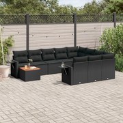 vidaXL Set canapele de grădină cu perne, 11 piese, negru, poliratan