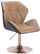 HR212 SCAUN NEGRU ȘI CARAMEL BAZĂ AURIE