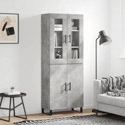 vidaXL Dulap înalt, gri beton, 69,5x34x180, lemn compozit