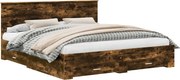 vidaXL Cadru de pat Stejar fumuriu 200 x 200 cm Lemn compozit