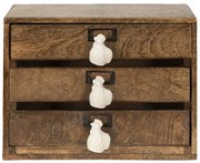 Organizator rustic cu 3 sertare, natur, din lemn, 29x14x22 cm