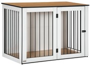 PawHut Cușcă pentru câini, Cușca pentru animale de companie pentru câini mari, Casă pentru câini, Interior, 106 x 60 x 76 cm, Stejar+Alb | Aosom Romania