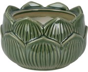 Lumânare în pahar floral din porțelan 12 x 7,8 cm, verde