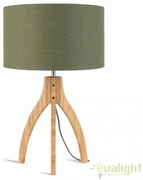 Lampa de masa cu trepied, realizata din materiale naturale, durabile si ecologice, Annapurna verde