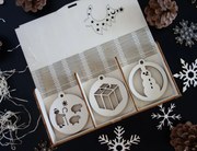 SENTOP | Ornamente din lemn de Crăciun, 1 set-18 bucăți