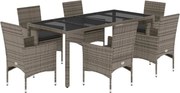vidaXL Set mobilier de grădină cu perne 7 piese gri poliratan & sticlă