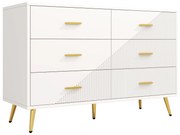 Comodă de sufragerie cu 6 sertare spațioase, Alb | Aosom Romania