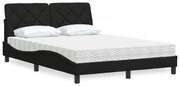 vidaXL Pat cu saltea, negru, 140x200 cm, textil