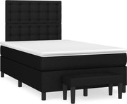 vidaXL Pat box spring cu saltea, negru, 120x200 cm, textil