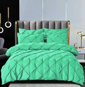 Lenjerie de Pat 2 Persoane, Bumbac Finet Uni cu Pliuri, 6 Piese - Verde