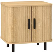 HOMCOM Noptieră, mobilier suplimentar, stil scandinav cu 2 uși glisante și picioare de oțel 48 x 40 x 48 cm, aspect lemn | Aosom Romania