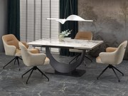 Masă de sufragerie Fergie (marmură albă + negru) (pentru 6 și mai multe persoane). Promo -6%. 1092391