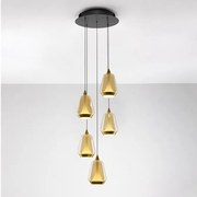 Lustra moderna cu 5 pendule LED, Metal, Sticla, Champaign, ALISH