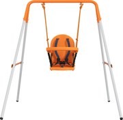 Outsunny Leagăn pentru Bebeluși Leagăn Grădină Exterior din Oțel cu Spătar Centură de Siguranță Sarcină 25 kg Portocaliu | Aosom Romania
