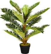 HOMCOM Plantă Artificială de Palmă cu 18 Frunze și Vas Inclus pentru Interior, Înălțime 85 cm, Verde | Aosom Romania