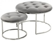 Set 2 tabureți tapițați Becky gri
