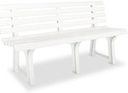 vidaXL Bancă de grădină, alb, 145,5 cm, plastic