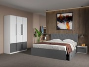 Set mobila dormitor 4 piese Alb/Gri antracit Storm C02