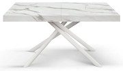 Masa extensibila Menego, blat ALB MARMORAT - 140 cm / 90 / h 77 - ALB