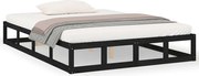vidaXL Cadru de pat, negru, 140x190 cm, lemn masiv