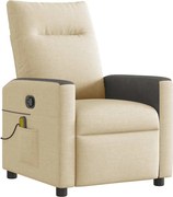 vidaXL Fotoliu rabatabil de masaj, crem, material textil