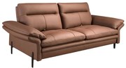 Canapea 3 locuri, tapitata cu piele naturala, spatar rabatabil Maro