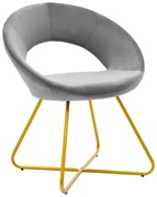 Scaun Bucatarie/Dining Vanilla Catifea Gri Cadru Metalic Auriu