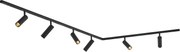 Sistem de iluminat cu șină modern cu 6 spoturi negre monofazate - Slimline Uzzy