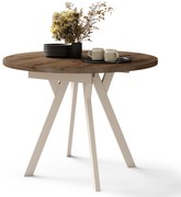 Mazzoni ALMO Nuc Elegant/picioare bej - MASĂ ROTUNDĂ EXTENSIBILĂ CU PICIOARE ÎN FORMĂ DE Y STIL LOFT PENTRU SALON/SUFRAGERIE