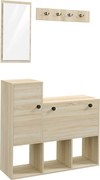 HOMCOM Mobilier pentru Hol cu Depozitare pentru 9 Perechi de Pantofi, Oglindă, Dulap, Rafturi și 4 Cârlige, 90x30x87 cm, Lemn Natural | Aosom Romania