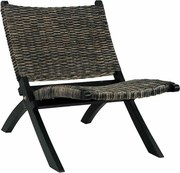 vidaXL Scaun relaxare negru & natural ratan kubu & lemn masiv de mahon
