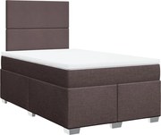 vidaXL Pat box spring cu saltea, maro închis, 120x190 cm, textil