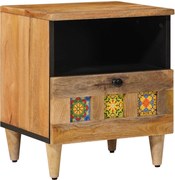 vidaXL Dulap de noapte natural 40 x 33 x 46 cm Lemn de mango solid