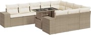 vidaXL Set canapele de grădină cu perne, 11 piese, bej, poliratan