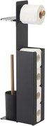 Suport pentru hârtie igienică cu perie și suport Spirella Yoni 67 x 22 x 12 cm, negru