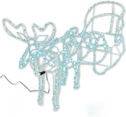 Decorațiune de Crăciun ren cu sanie, alb rece, 140 cm