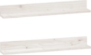 vidaXL Rafturi de perete, 2 buc., alb, 80x11x9 cm, lemn masiv de pin