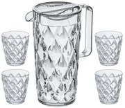 Carafă cu 4 cupe Koziol CRYSTAL, 1,6 l