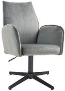 HR280CROSS Scaun Gray din Catifea cu Bază Neagră