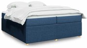vidaXL Pat box spring cu saltea, albastru, 200x200 cm, textil