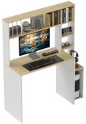 HOMCOM Birou pentru Computer cu Etajeră și Rafturi Deschise, 113x45x138,5 cm, Alb | Aosom Romania