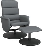 vidaXL Fotoliu rabatabil cu taburet, gri, piele ecologică