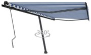 vidaXL Copertină autonomă retractabilă manual albastru&amp;alb 400x350 cm