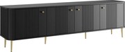 Dulap TV Vesper 4D 187 cm - negru / picioare aurii